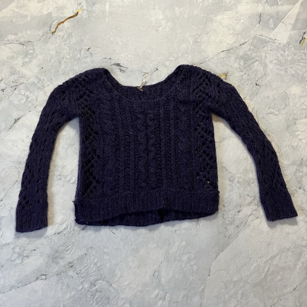 Free‎ People Sweater Womens Size Small Purple Wool Mohair Blend Open Knit